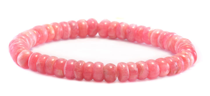 Rhodochrosite Bracelet Natural Soft Pink Round Smooth Stones Solid Strand Stretchy AAA Quality  Spyglass Designs 6.5  7 Inch Adjustable