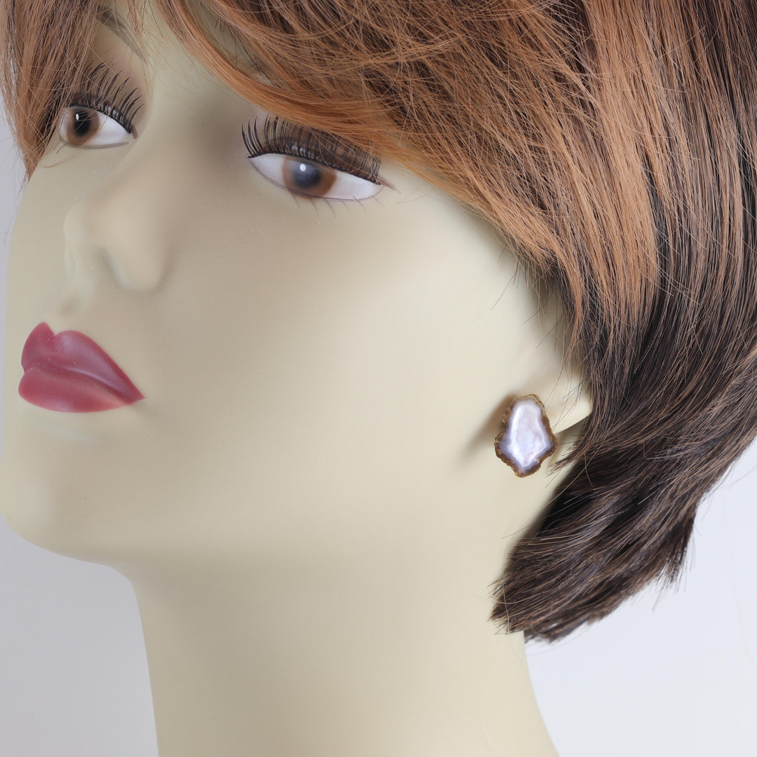 Baby Geode Earrings Tabasco White Druzy Post Studs Sterling Silver Small Natural Drusy Quartz Halved Geodes Paired AAA Spyglass Designs