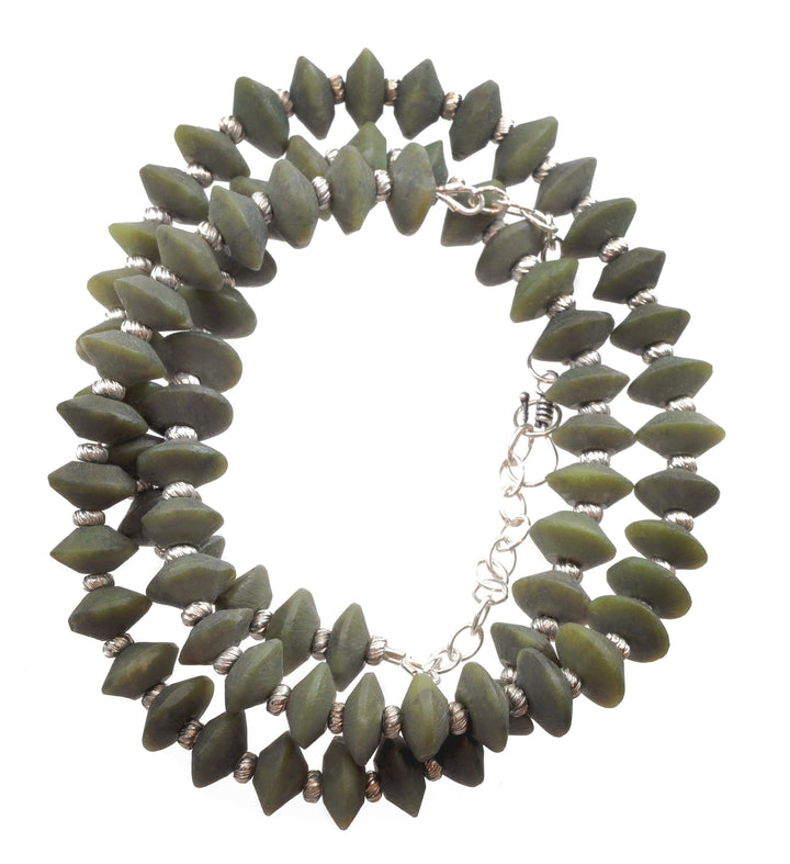 Jade Necklace Green Nephrite Jade 14k Gold Filled Chain 24 Inches Natural Solid Strand Special Smooth Cut Beaded Accents 10mm Classic Look