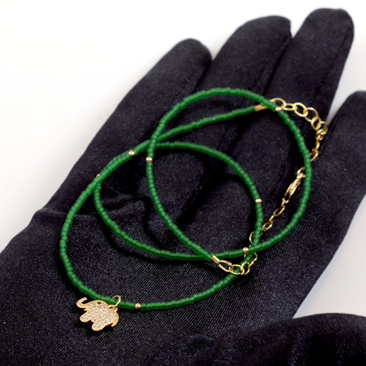 Matte Frosted Green Necklace Solid Strand Tiny 2mm 20 Inch 14k Yellow Gold Filled Elephant Butterfly Dog CZ Pendant Dainty Spyglass Designs