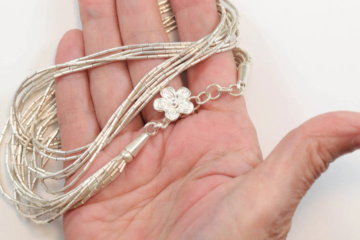 Fine Sterling Silver Necklace 10 Strands 18 or 28 Inch Solid Barrel Strands Classic and Versatile Casual or Dressy Spyglass Designs - Spyglass Designs