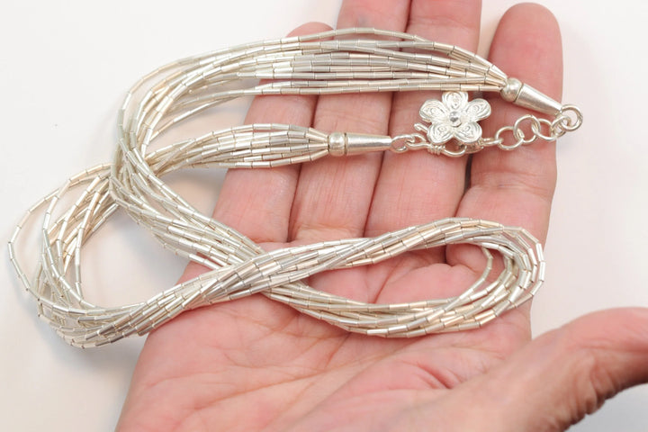 Fine Sterling Silver Necklace 10 Strands 18 or 28 Inch Solid Barrel Strands Classic and Versatile Casual or Dressy Spyglass Designs - Spyglass Designs