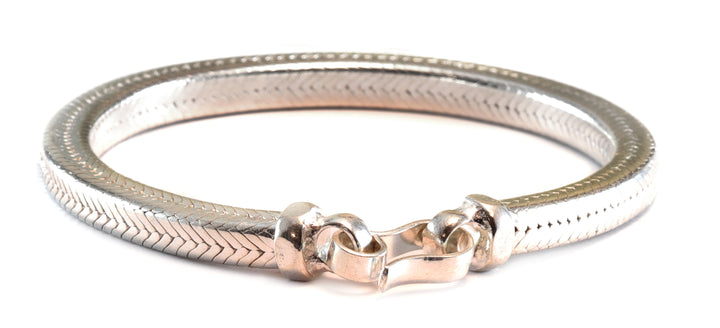 Men's Women's Fine Silver Bracelet Tibetan Handmade Hook Clasp Large Square Cut Snake Style 7  Inches  One of a kind rare Earthy Everyday