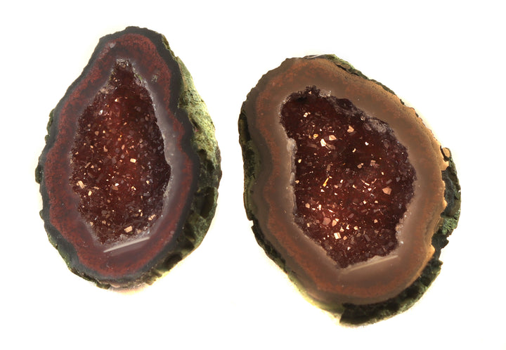 Baby Geode Earrings Tabasco Pink Red  Druzy Post Studs Sterling Silver Small Natural Drusy Quartz Halved Geodes Paired AAA Spyglass Designs