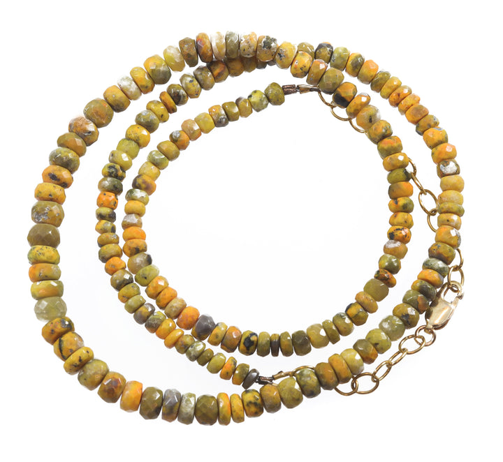 Bumble Bee Jasper Necklace Solid Strand Faceted Sterling Silver or 14k Gold Filled Natural Yellow Orange 20 Inch 4mm to 7mm Spyglass Designs