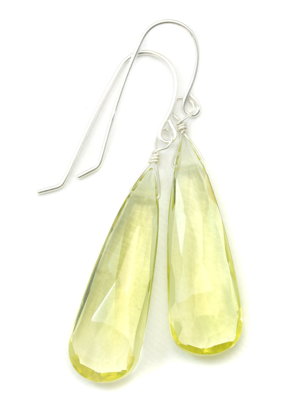 Lemon Yellow Quartz Earrings  Large Long Teardrop Faceted Sterling Silver or 14k Solid Yellow Gold or Yellow or Rose Filled Simple Dangles