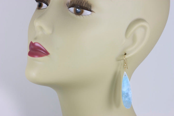 Aquamarine Earrings Aqua Blue Natural Smooth Long Large Dangle 14k Solid Gold or Filled or Sterling Silver Classic Simple Clean 2.5 In Drops