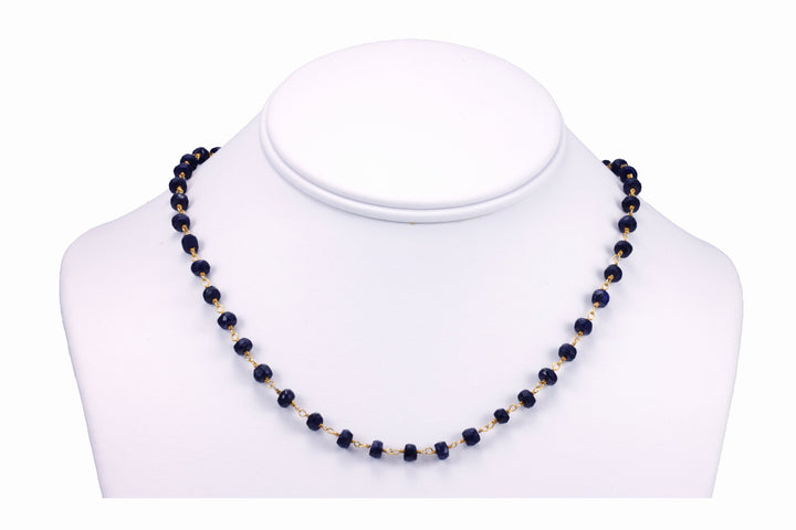 Sapphire Necklace Chain Link Faceted Real Deep Blue 14k Gold Filled  Necklace 18 19 Inches  Dainty Simple Beaded Spyglass Designs