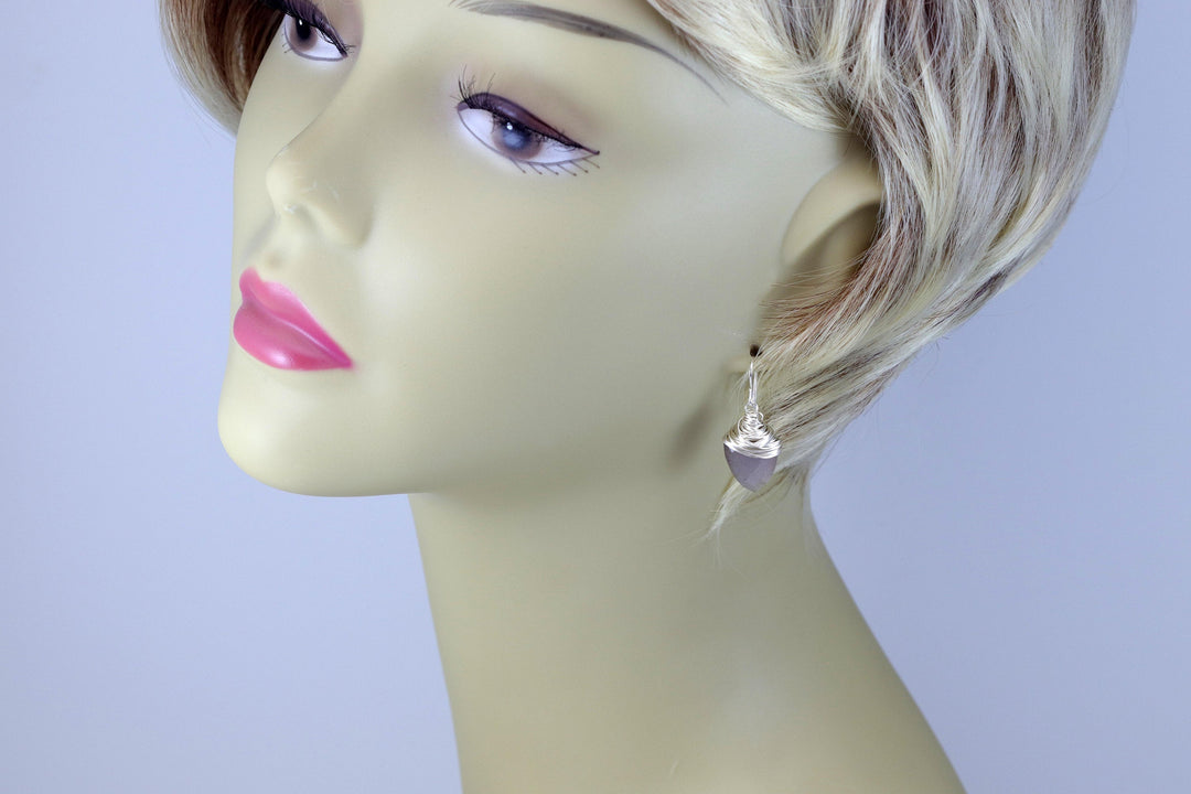 Gray Moonstone Earrings 14k Solid Gold or Yellow or Rose Filled or Sterling Silver Faceted Wire Wrapped  Grey Teardrop Briolette Drops