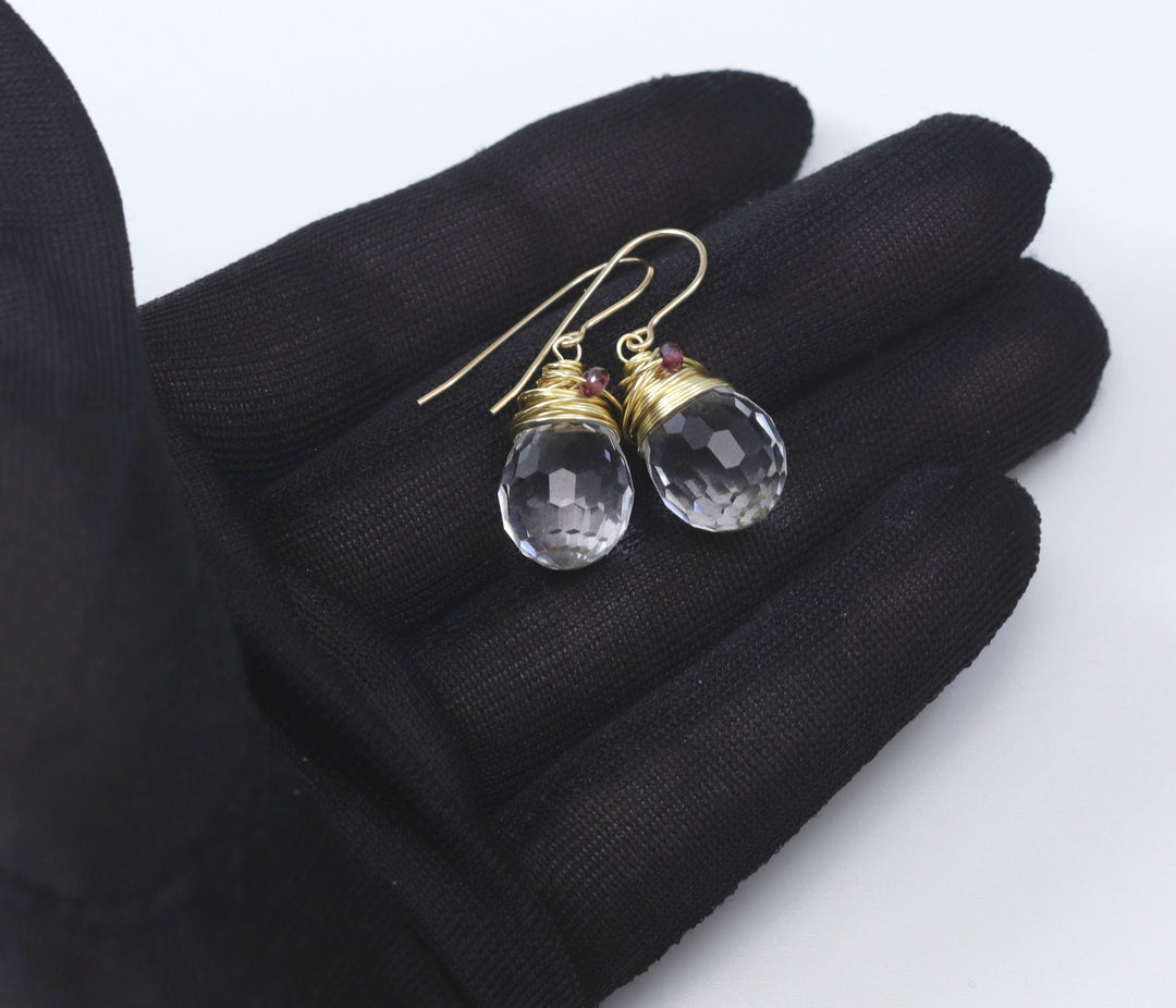 Spyglass Designs Wire Wrapped Earrings created with Disco Ball Clear Crystals from Swarovski ® 14k Solid Gold or Sterling Silver Dangles