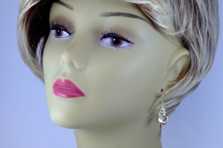 Spyglass Designs Wire Wrapped Earrings created with Imperial Yellow Topaz Crystal from Swarovski ® 14k Solid Gold or Sterling Silver Dangles