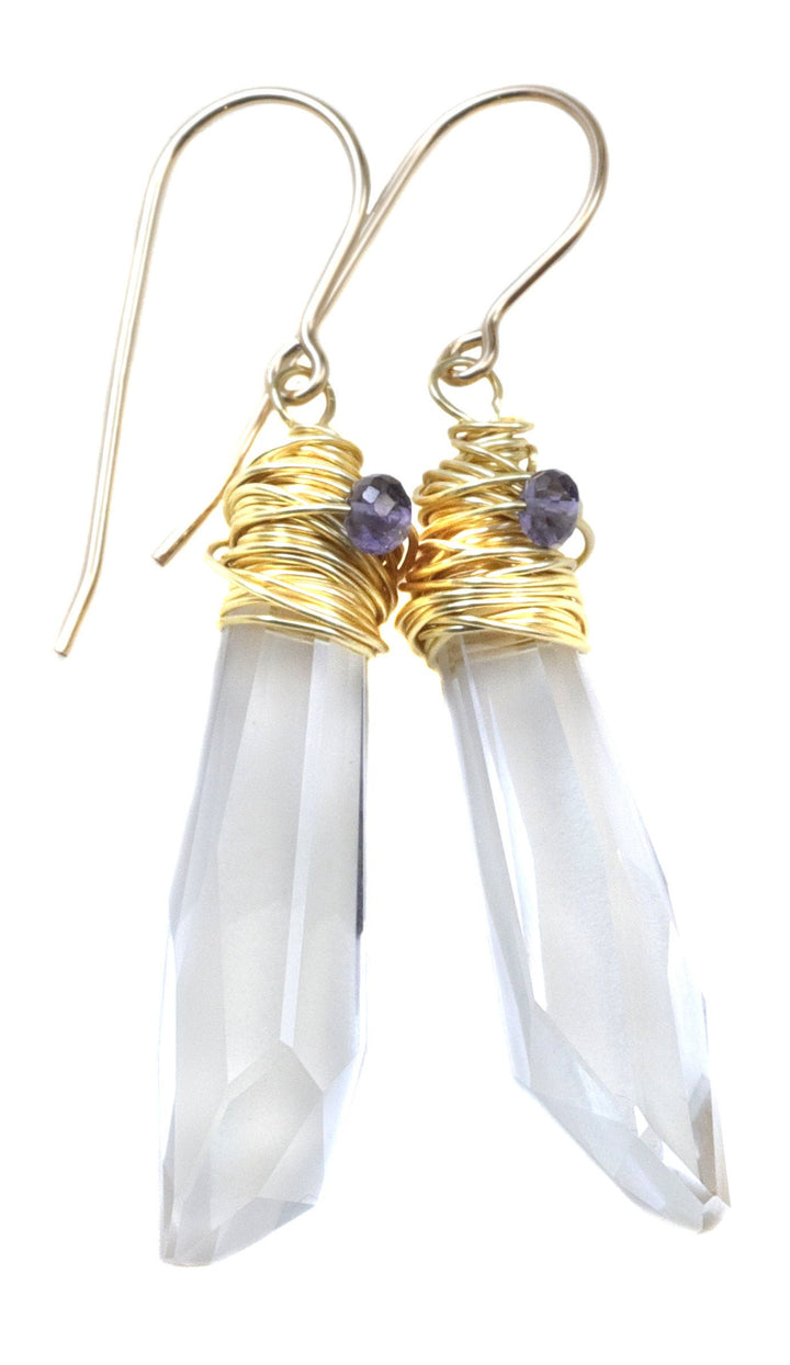 Spyglass Designs Wire Wrapped Earrings created with Clear Crystals from Swarovski ® 14k Solid Gold or Sterling Silver Dangles 2 Inch