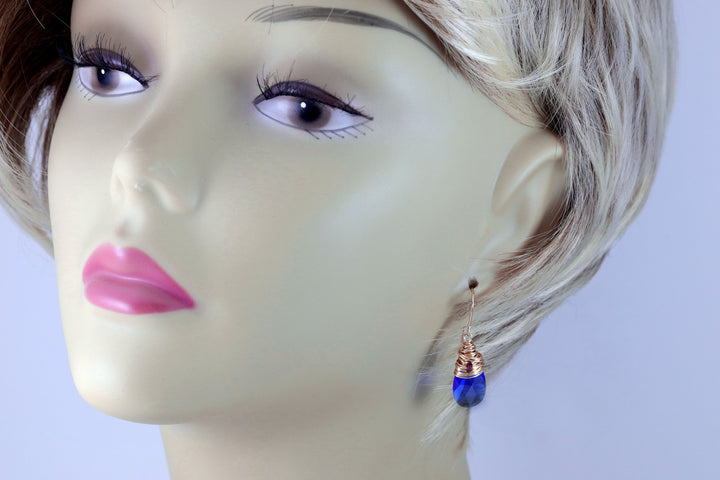 Spyglass Designs Wire Wrapped Earrings created with Blue Majestic Crystals from Swarovski ® 14k Solid Gold or Sterling Silver Dangles