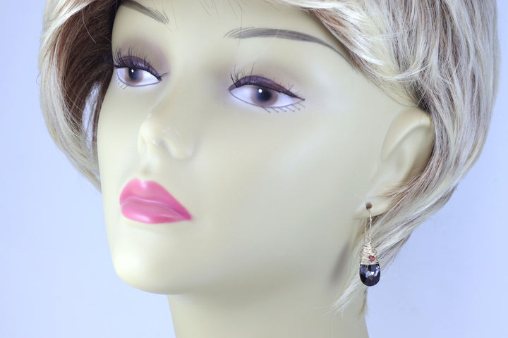 Spyglass Designs Wire Wrapped Earrings created with Silvery Black Crystals from Swarovski ® 14k Solid Gold or Sterling Silver Dangles 