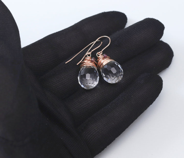 Spyglass Designs Wire Wrapped Earrings created with Disco Ball Clear Crystals from Swarovski ® 14k Solid Gold or Sterling Silver Dangles