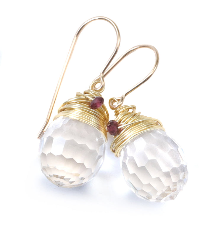 Spyglass Designs Wire Wrapped Earrings created with Disco Ball Clear Crystals from Swarovski ® 14k Solid Gold or Sterling Silver Dangles