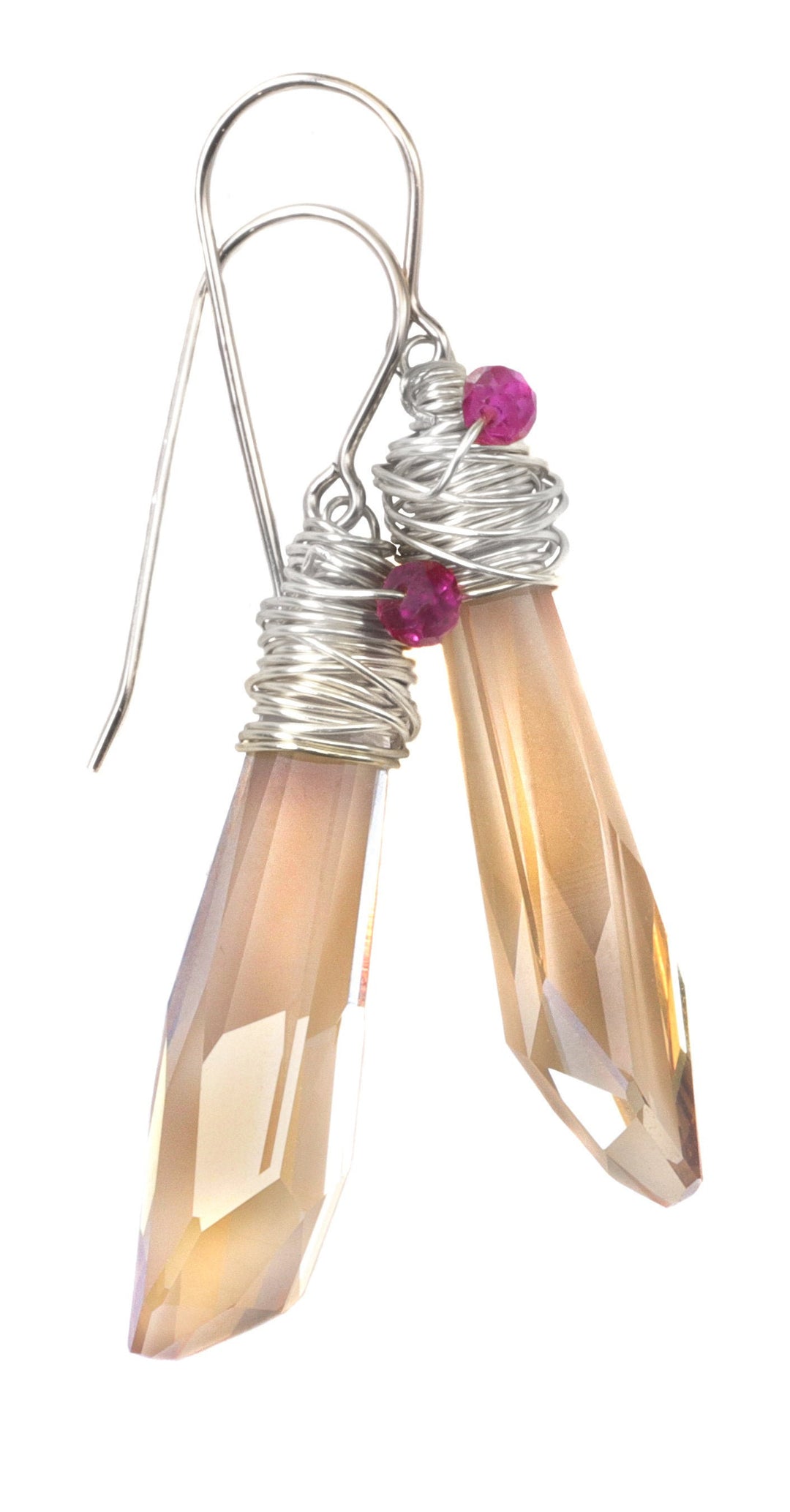 Spyglass Designs Wire Wrap Earrings created with Imperial Yellow Topaz Crystals from Swarovski ® 14k Solid Gold or Sterling Silver Dangle 2 