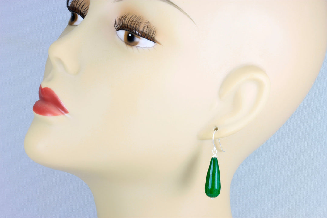 Green Quartzite Earrings Faceted Large Teardrop Dangle Sterling Silver or 14k Gold Filled Rich Green Long Drops Spyglass Designs Briolettes