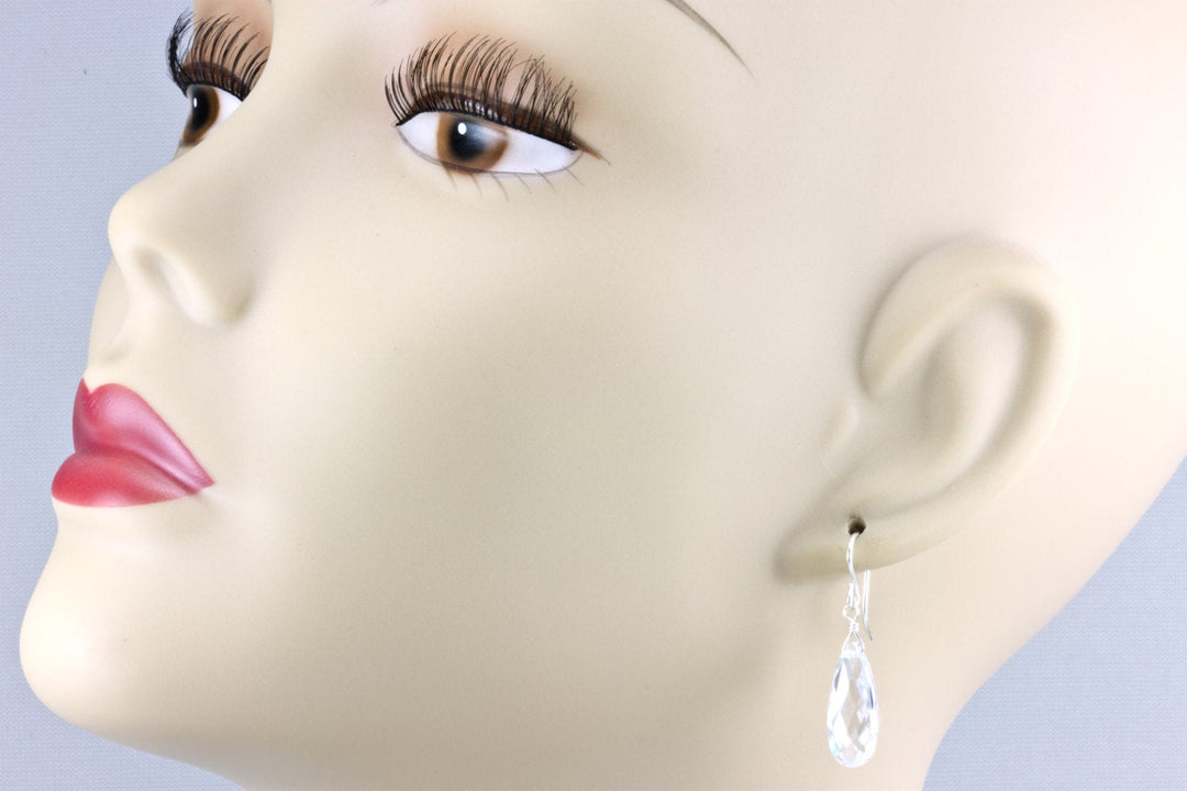 Clear Cubic Zirconia Earrings Teardrop AAA CZ Long Teardrops Sim Diamond Sterling Silver or 14k Solid Gold or Filled Faceted Simple Drops
