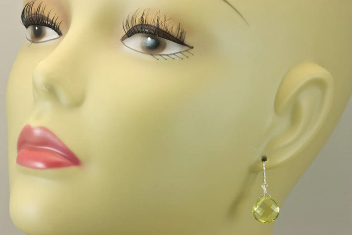 Lemon Yellow Quartz Earrings Sterling Silver or 14k Solid Gold or Yellow or Rose Filled Heart Teardrop AAA Natural Soft Color Classic Drops - Spyglass Designs