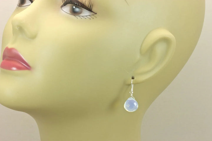 Opalite Earrings Faceted Heart Briolette Shaped AAA Teardrops 14k Solid Gold or Filled or Sterling Silver iridescent colors simple drops - Spyglass Designs