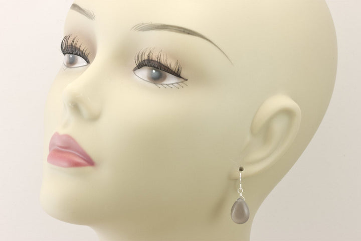 Grey Chalcedony Earrings AAA Smooth Gray Briolette Drops 14k Solid Gold or Filled or Sterling Silver Pear Shape Simple Classic Drops Neutral