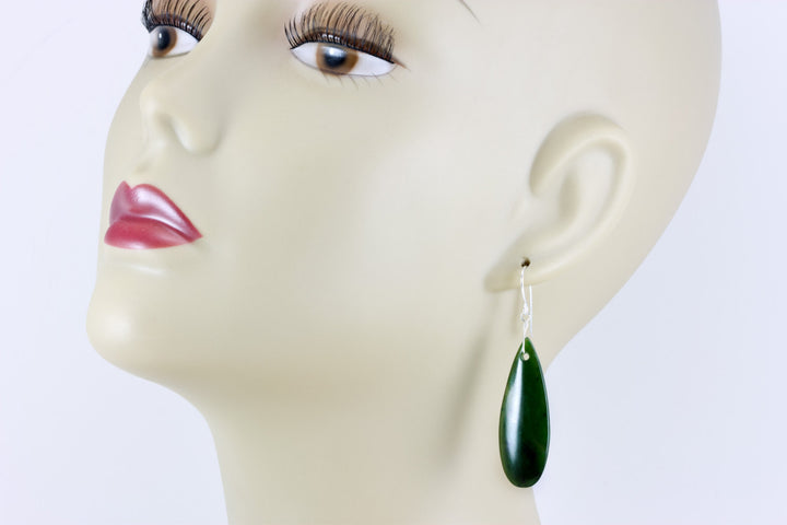Green Jade Earrings Natural Nephrite Smooth Super Large Teardrop 14k solid gold or filled or Sterling Silver Simple Classic Drops Long Real