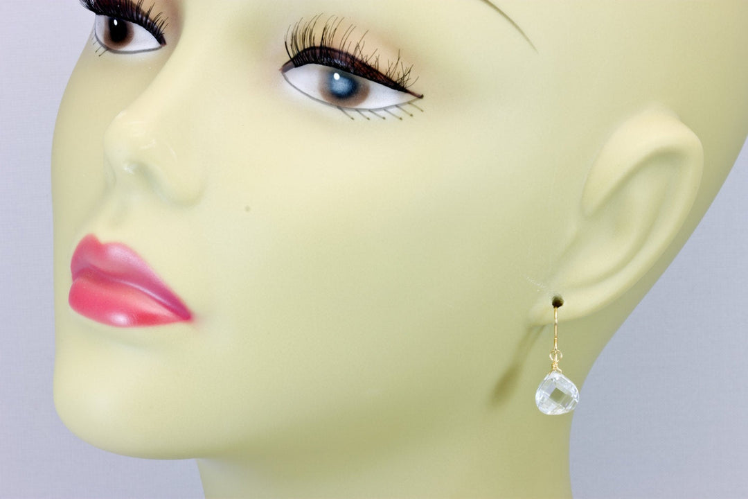 Clear Cubic Zirconia Earrings Heart Cut Sim Diamond AAA CZ  Sterling Silver or 14k Solid Gold or Filled Faceted Simple Dangle Drops Dainty