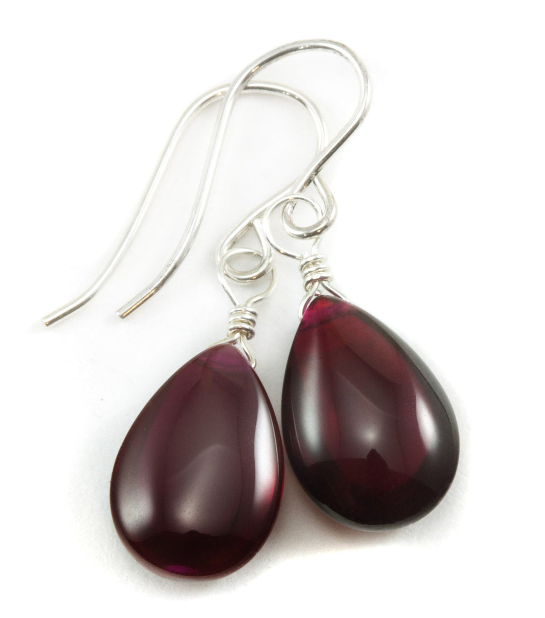 Red Ruby Cubic Zirconia Earrings Smooth Teardrop AAA CZ  Sterling Silver or 14k Solid Gold or Filled Deep Red Basic Simple Pear Dainty Drops