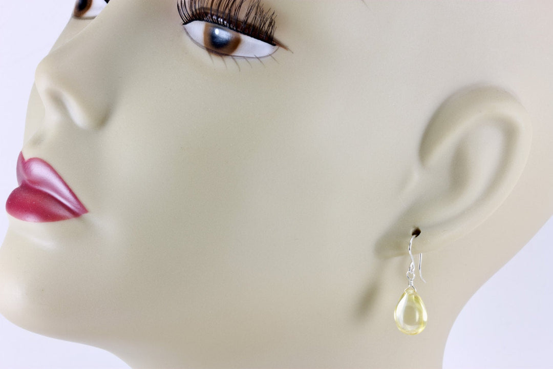 Champagne Soft Yellow Cubic Zirconia Earrings Teardrop AAA CZ Smooth Sterling Silver or 14k Solid Gold or Filled Sim Diamond Simple Drops