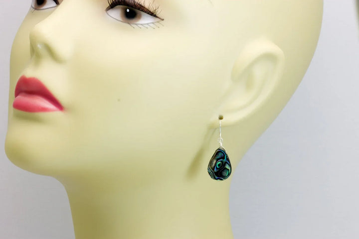 Abalone Paua Shell Teardrop Earrings Natural Peacock Colors 14k Solid Gold or Filled or Sterling Silver Iridescent Colors MOP Drops - Spyglass Designs