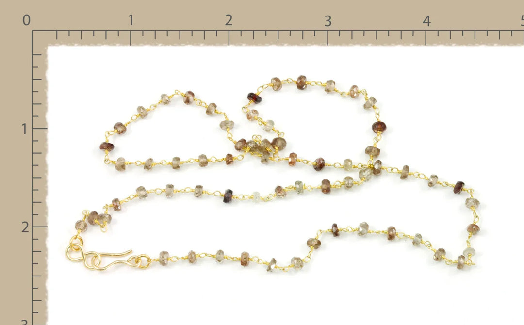Zircon Necklace Spaced Link Beaded 14k Gold Filled 18 19 Inches Natural Multiple Colors Simple Single Beaded Chain daily wear - Spyglass Designs