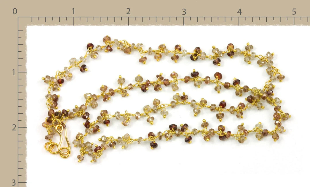 Zircon Necklace Natural Spaced Link Clusters Beaded 14k Gold Fill Cluster Style 18 19 Inches Multiple colors faceted cut rondelles - Spyglass Designs
