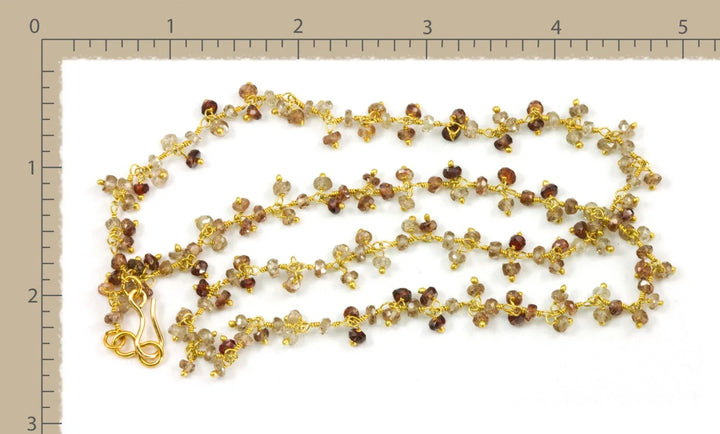 Zircon Necklace Natural Spaced Link Clusters Beaded 14k Gold Fill Cluster Style 18 19 Inches Multiple colors faceted cut rondelles - Spyglass Designs