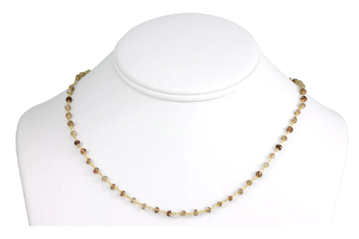 Zircon Necklace Spaced Link Beaded 14k Gold Filled 18 19 Inches Natural Multiple Colors Simple Single Beaded Chain daily wear - Spyglass Designs