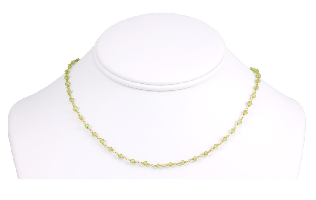 Green Peridot Necklace Natural Faceted Spaced  Beaded 14k Gold Fill or Sterling Silver 18 19 Inch Soft Green Dainty Daily Lightweight Beaded
