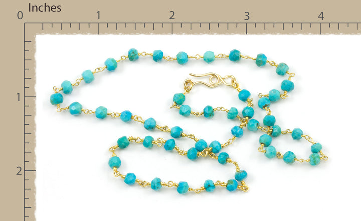 Blue Turquoise Necklace Faceted Spaced Link Beaded 14k Gold fill or Sterling Silver 18 19 Inches natural stone everyday wear Spyglass Design