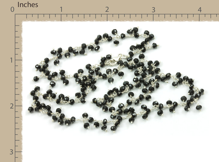 Black Spinel Necklace Faceted Spaced Link Cluster Beaded Sterling Silver or 14k Gold Fill 18 19 Inches  Clusters Natural Classic Design