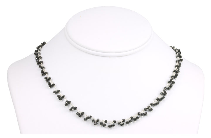 Black Spinel Necklace Faceted Spaced Link Cluster Beaded Sterling Silver or 14k Gold Fill 18 19 Inches  Clusters Natural Classic Design
