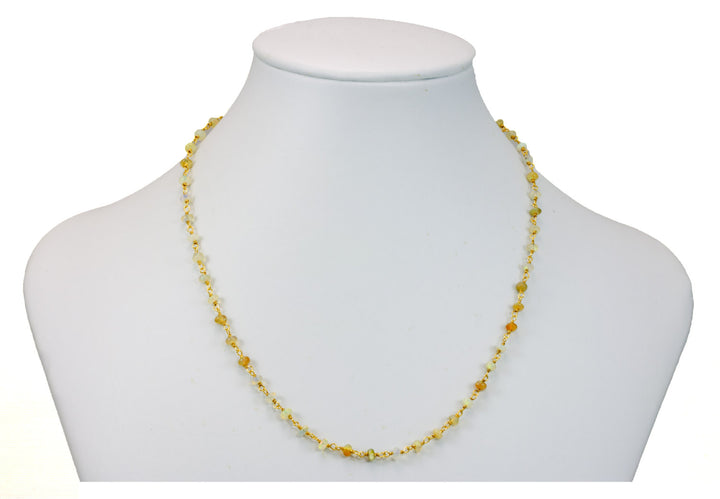 Opal Necklace Smooth Ethiopian Welo 14k Gold Fill Beaded Chain Link 18 19 Inches Iridescent Colors Natural Opals Dainty Simple