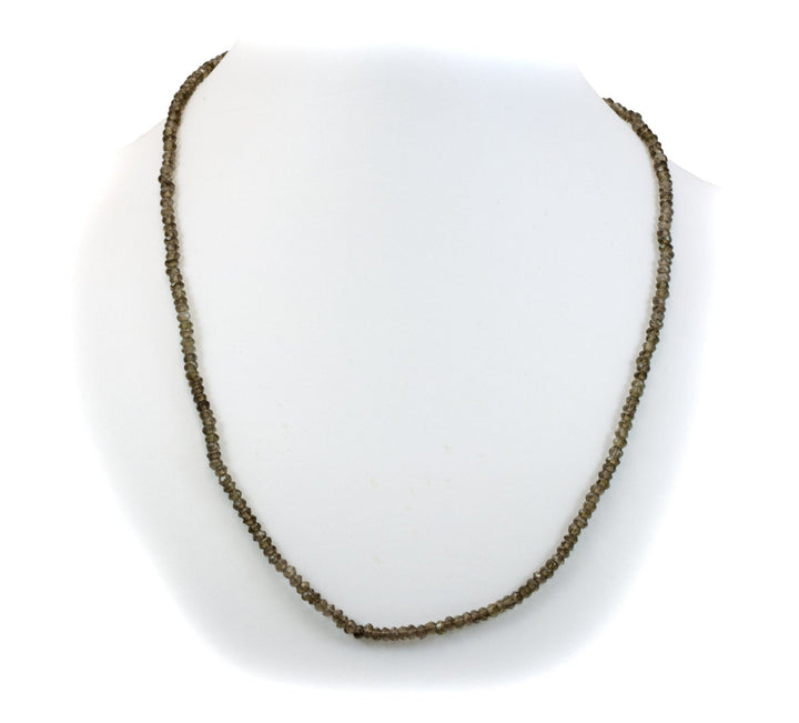 Smoky Quartz  Necklace Sterling Silver or 14k gold fill Solid Strand Smokey Faceted 18 Inch  AAA Natural Brown Gray Faceted Rondelles Simple