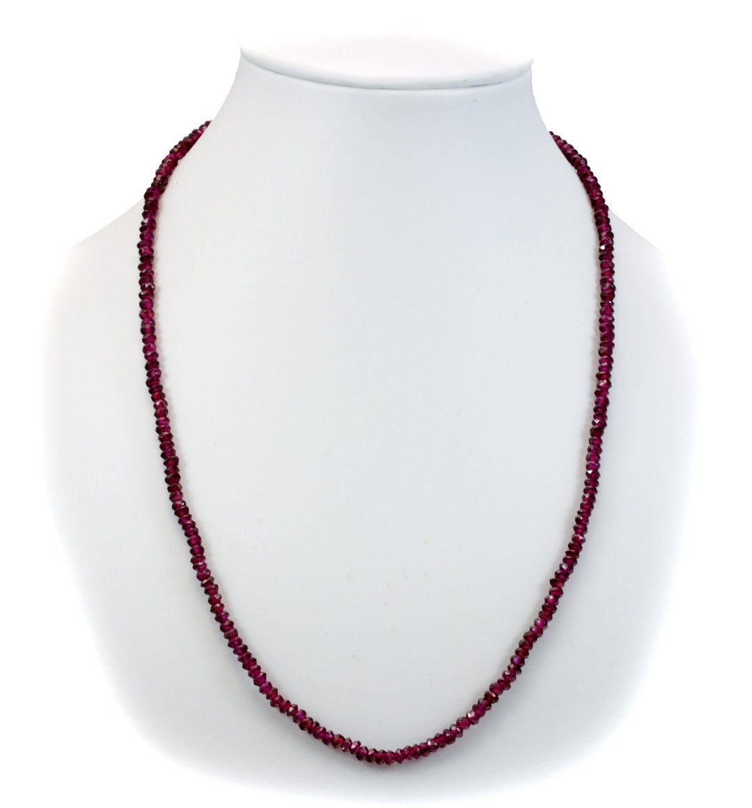 Natural Red Garnet Necklace Beaded Sterling Silver or 14 Gold Filled Solid Strand Faceted 18 19 Inch  AAA