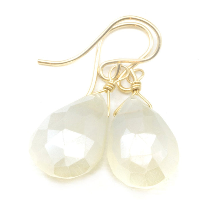 White Mystic Chalcedony Earrings Teardrop Pear Shaped Faceted 14k Sollid Gold or Filled or Sterling Silver Great Unique Sparkle Daily Dangle