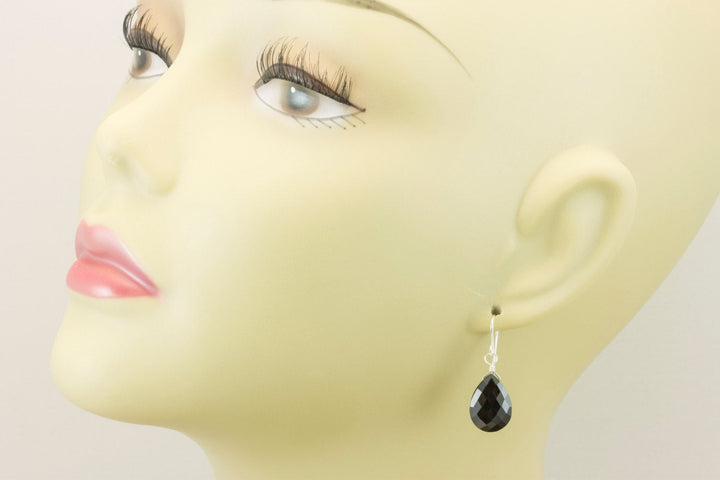 Spinel Earrings Black Teardrop Faceted Earrings Briolettes 14k Solid Gold or Filled Simple Design Pear AAA faceted Basic Wardrobe Drops