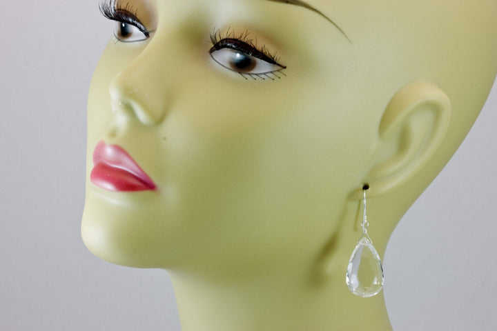 Crystal Clear Quartz Earrings Large Faceted Teardrop Drops 14k Solid Gold or Filled or Sterling Silver Natural Classic Basic Go To Drops