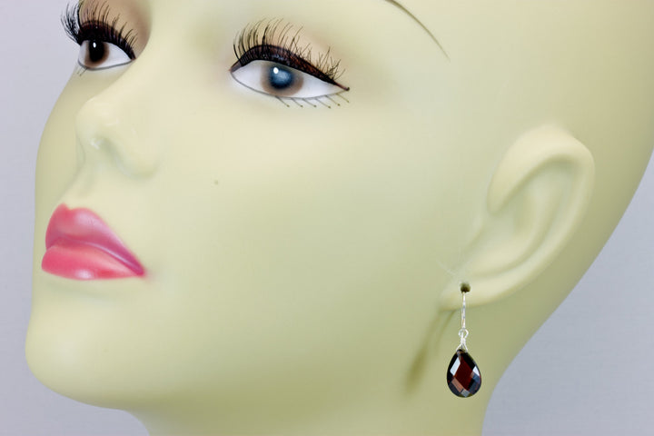 Dark Chocolate Sim Diamond Cubic Zirconia Earrings Teardrop Pear AAA CZ  14k Solid Gold or Filled or Sterling Silver Faceted Dainty Drops