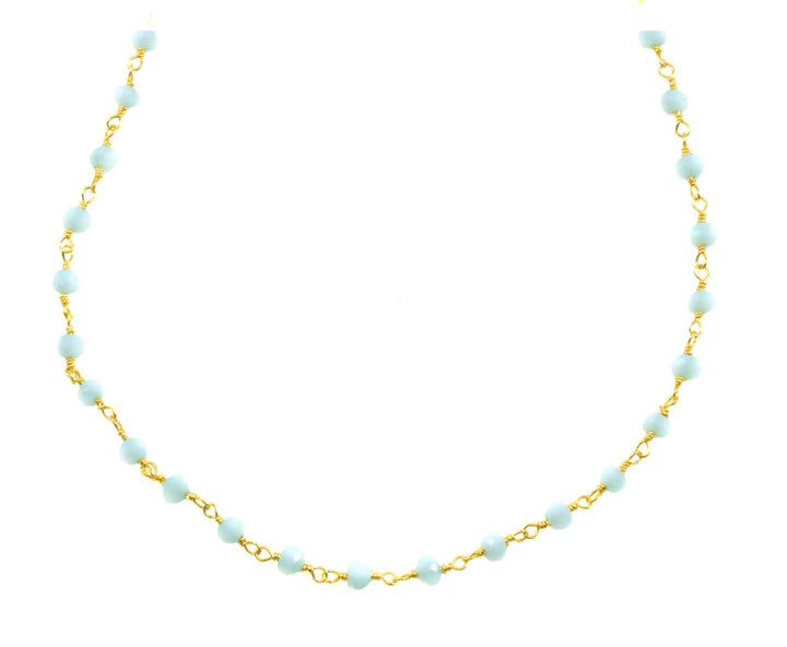 Amazonite Beaded Necklace 14k Gold Filled or Sterling silver  Chain Link Faceted  18 19 Inches Natural Baby Soft Blue rondelles Dainty