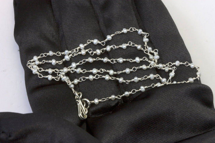 White Seed Pearl Necklace Sterling Silver or 14k Gold Fill Teeny Tiny 2mm Freshwater Cultured Pearls  Chain Link 18 19 Inches Everyday Wear